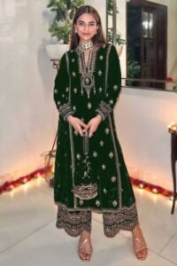 dark-green-velvet-embroidered-straight-cut-trouser-suit-lstv126338-1